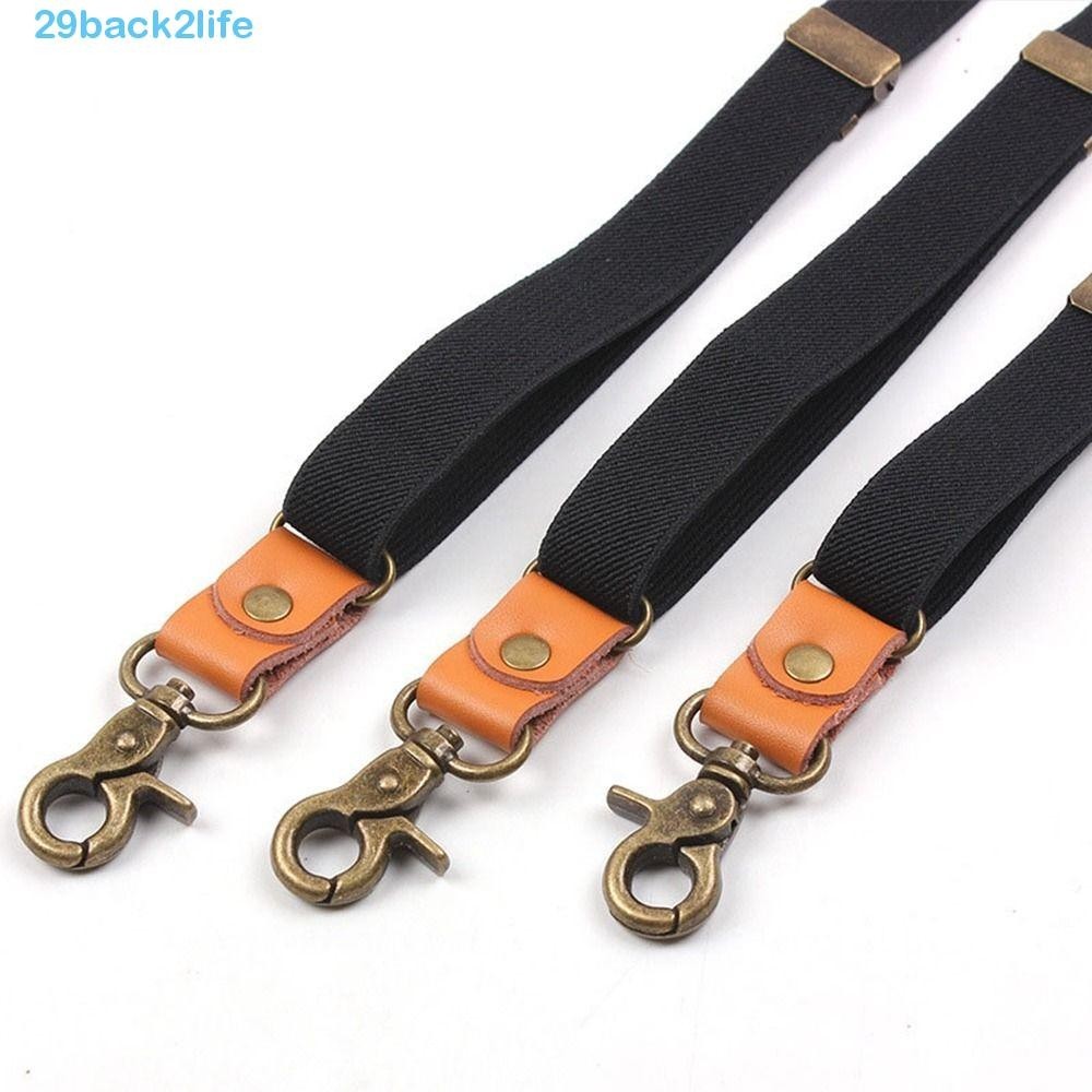 BACK2LIFE Suspenders Clips Wedding Suit Casual Y-Back Braces Straps 3 Hooks Stripe Solid Color For Men Performance Hanging Pants Clip
