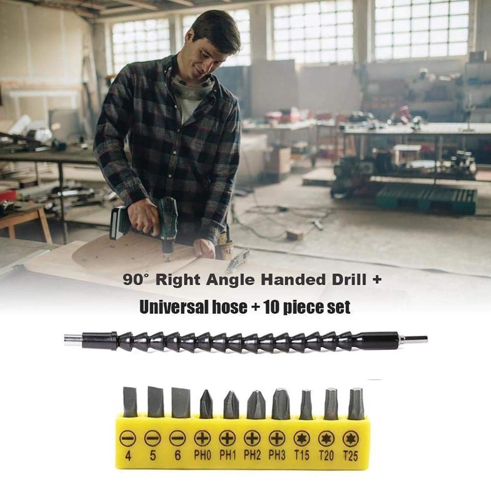 Build Heavy POP 12pcs Drill Bit Extension Iron Screwdriver Right Angle Flex Socket Set Flexible Black Woodworking Too... - Image 3