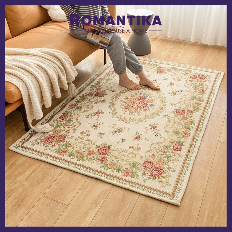 Romantika Chenille Carpet 3 Size Victorian Oriental Persian Style Living Room Hotel Elegant Floor Mat Area Rug Karpet