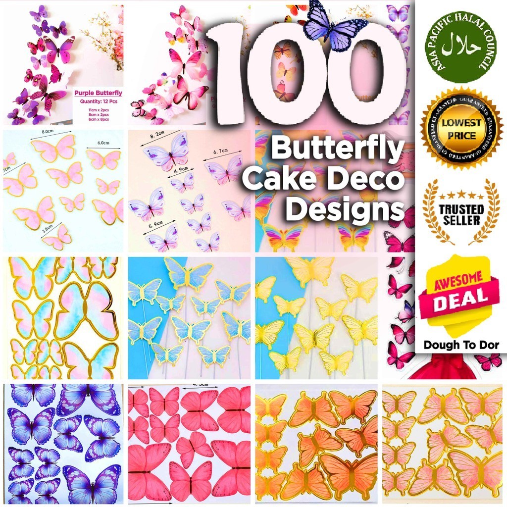 100+ Types Butterfly Cake Topper Decoration Butterfly Hiasan Dinding 3D Rama Hiasan Topper Rama Butterfly Deco 蝴蝶蛋糕装饰