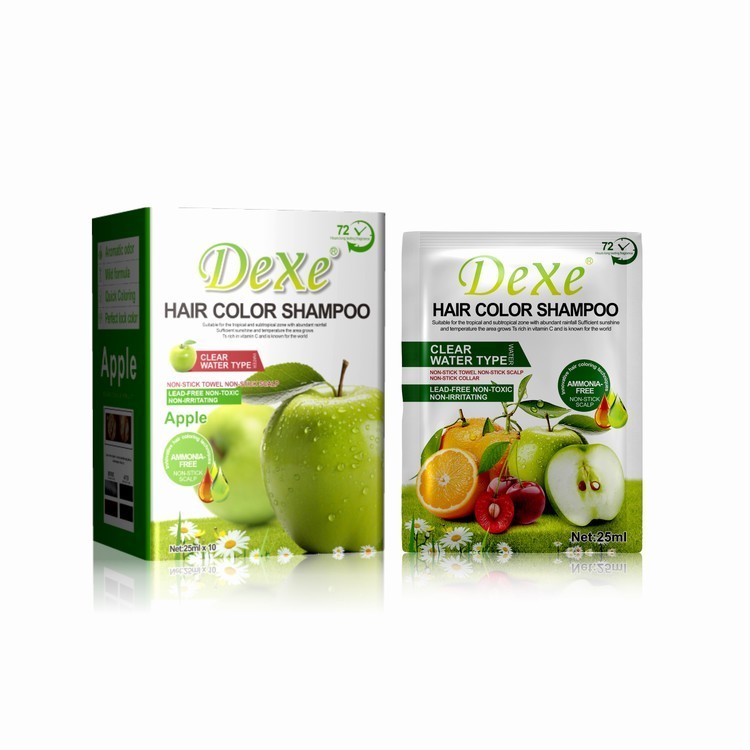 Dexe Apple Hair Color Shampoo (10 Sachets x 25ml) – Easy & Nourishing Hair Dye for Vibr…