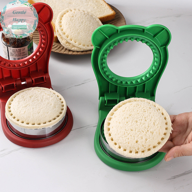 GentleHappy Round Sand-Wich Cutter And Sealer Set For Kids Lunch Sandwiches Decruster Uncrustables Maker Bread Toast Breakfast Making Mold .