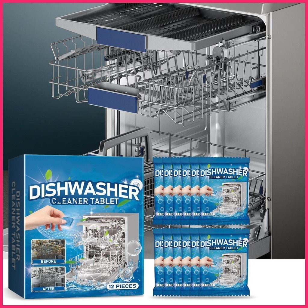 Automatic Dishwasher Tablets 12PCS Dishwasher Cleaner Tablets Deep Clean Descaler Tool Deep Dishwasher Machine mueadaumy mueadaumy