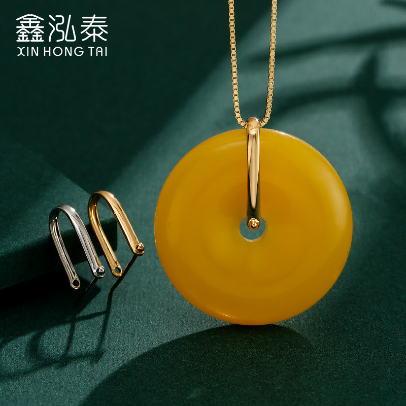 Jade buckle | Peace Buckle Pendant Clip-Clasp DIY Inlaid Emerald Beeswax Jade Buckle Necklace Clasp Pendant Buckle Clasp Accessory