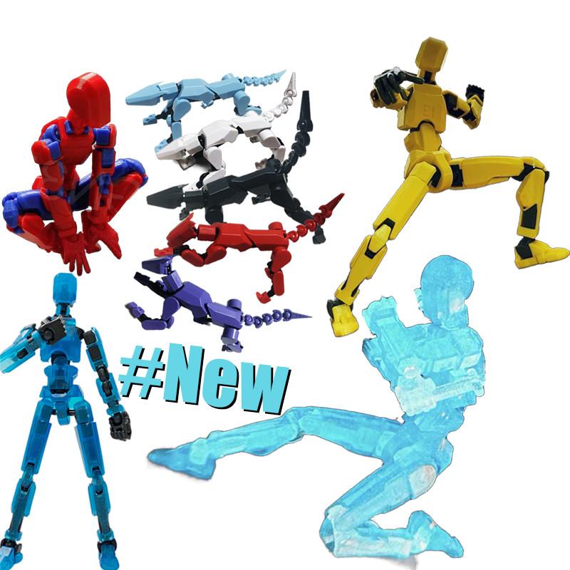 New Luminous Blue Clear Color Lucky 13 Dog Action Figure Dummy Assembly Model 3D Printed Toys