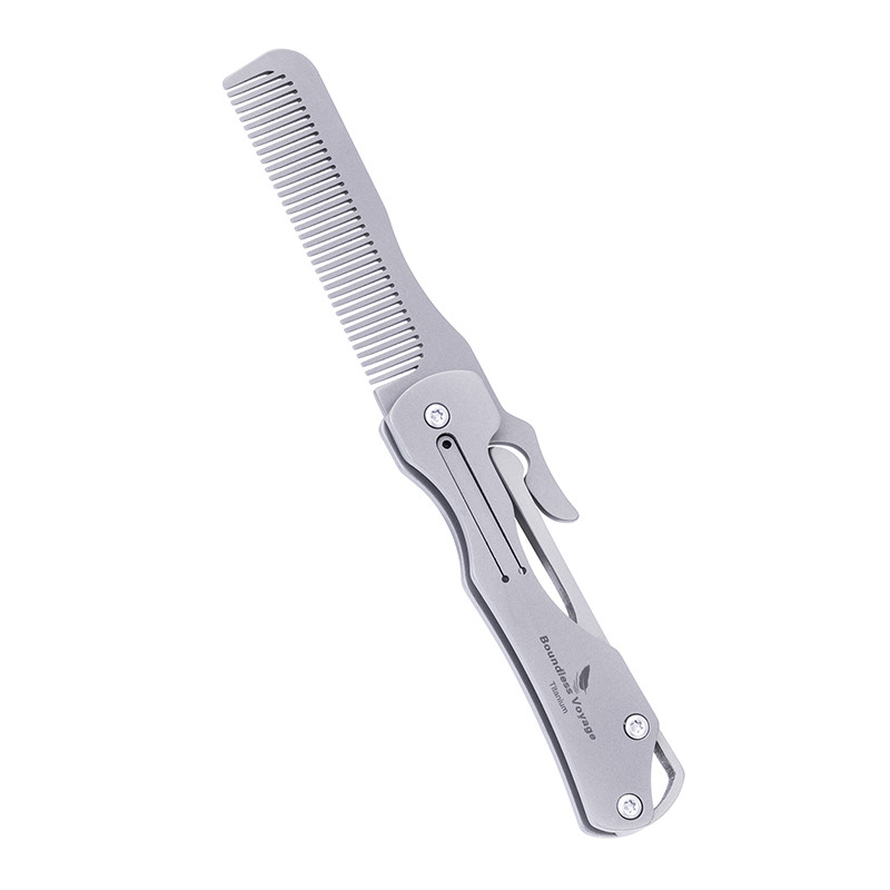 Boundless Voyage Folding Titanium Comb Ultralight Outdoor Portable Self-Defense Gadgets