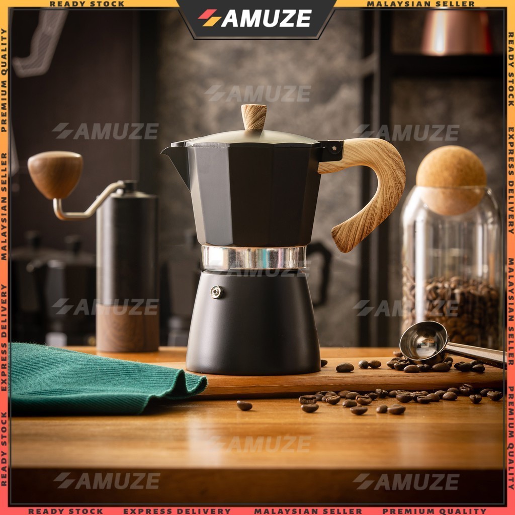 AMUZE Express Moka Pot Coffee Pot Coffee Makers Italian Ground Coffee Espresso Maker Stovetop Aluminum Barista