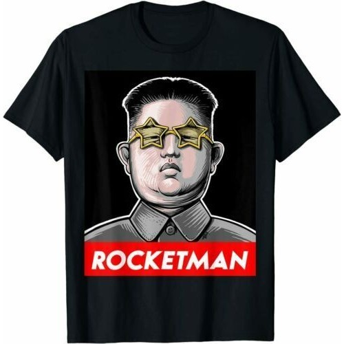 Kim Jong-Un T-Shirt Rocket Man Funny Elton John Parody Top