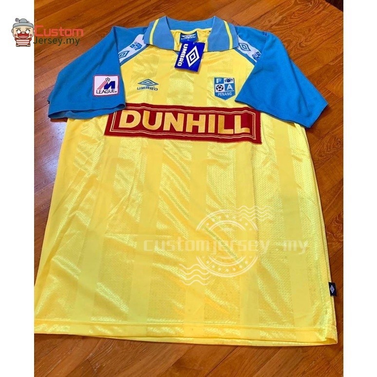 Penang FC Retro Jersey Vintage Original Umbro Penang FA Home Jersey with No.7 Printing Free Custom Number Baju Lelaki