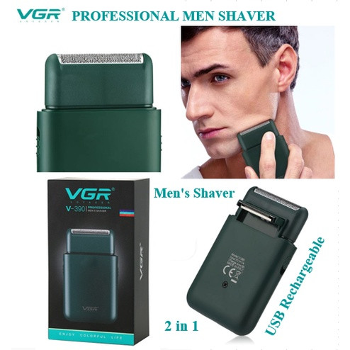 VGR V-390 Electric Shaver Professional Shaver Razor Portable Mini Shaver Reciprocal Shaving 2 Blade USB Charging for Men