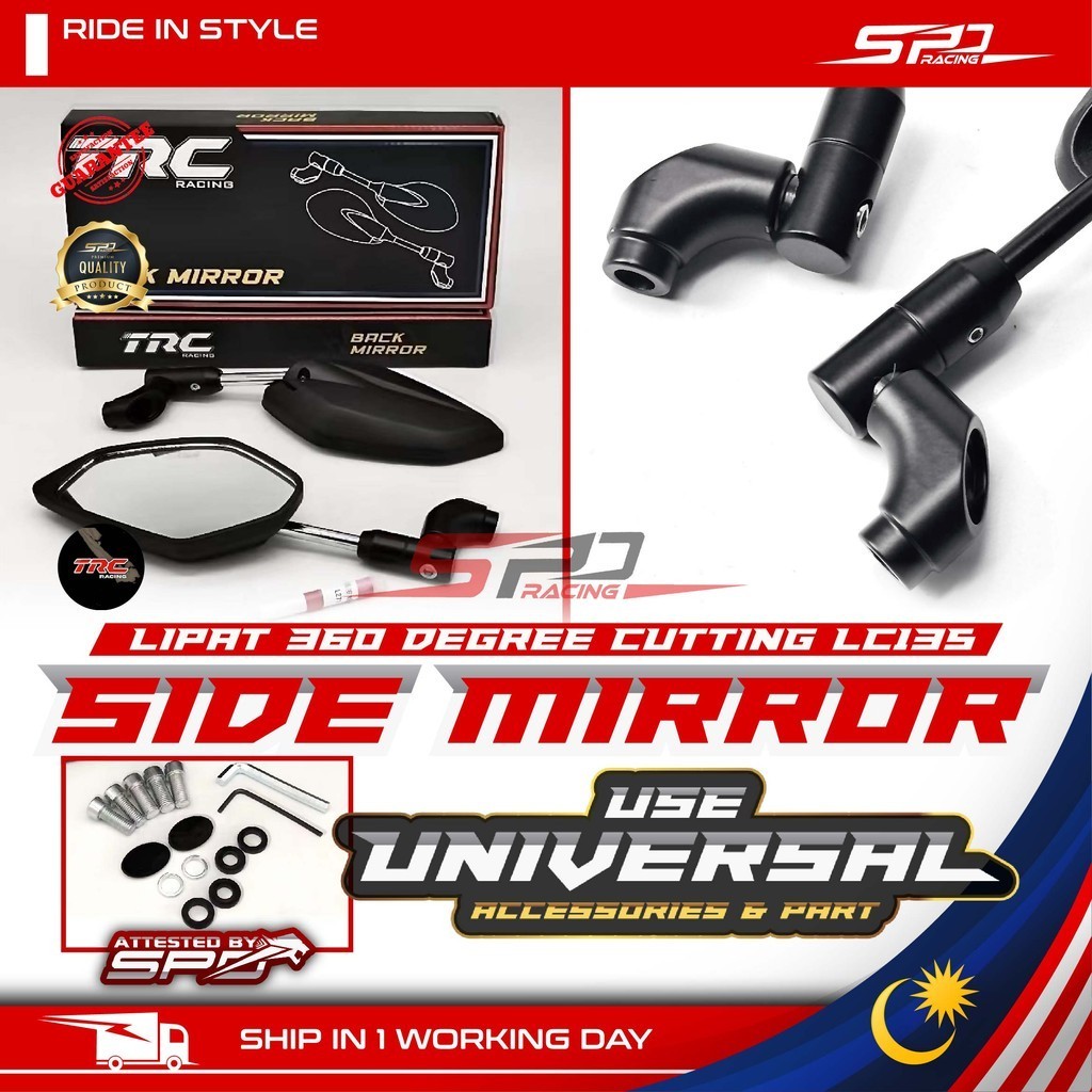 Universal Side Mirror Lipat Cutting LC135 / Y110 / Y125 PNP TRC For Universal All Motor Install Yamaha SYM Honda Suzuki