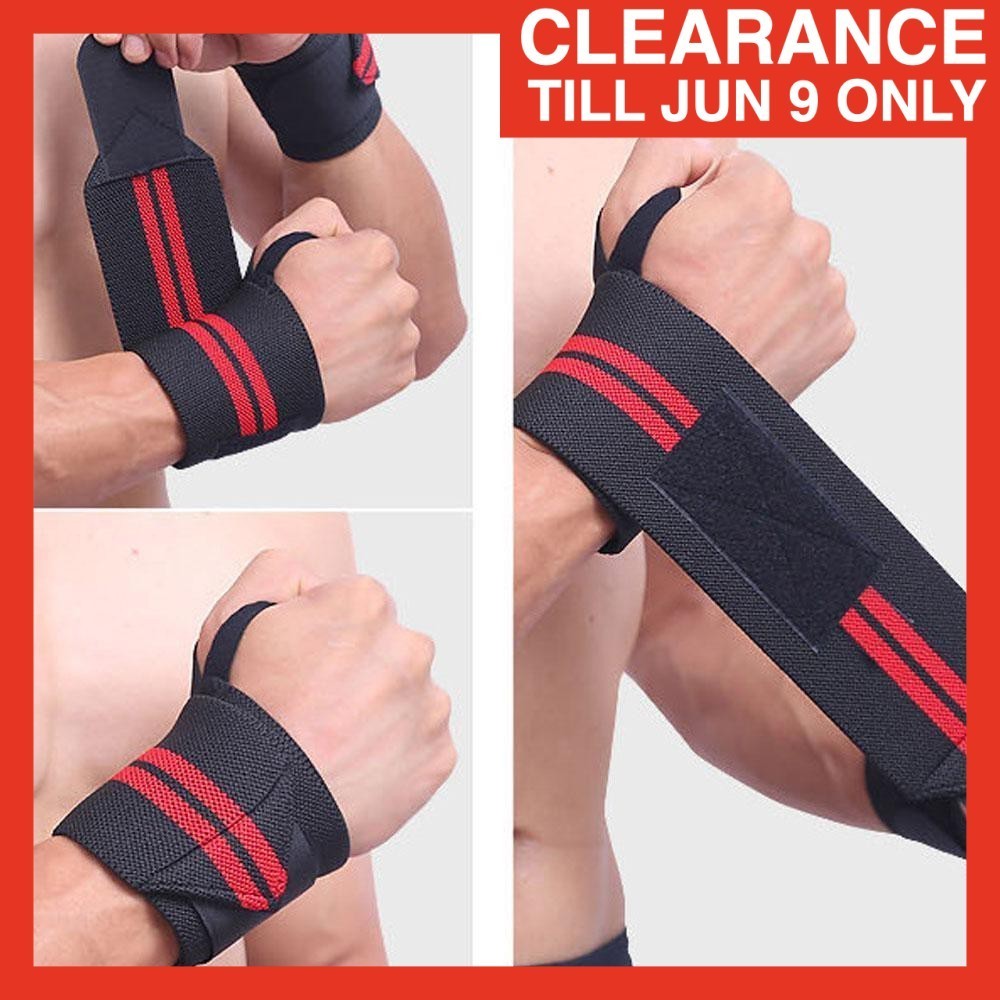 (ODOUR CONTROL) 2pcs Gym Weightlifting Wrist Wrap Training Weight Lifting Gloves Hand Wrap Pembalut Tangan 运动腕带