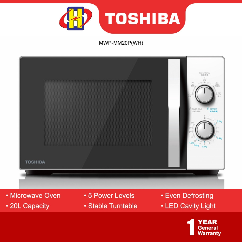 Toshiba Microwave Oven (20L/700W) 5 Power Levels Solo Microwave MWP-MM20P(WH)