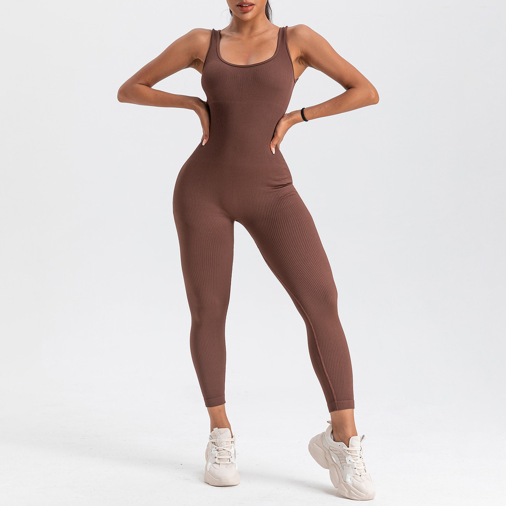 Topsports Europe America Hot Sale Threaded Knitted Trousers 0 Bondage Running Yoga Jumpsuit Seamless Stretch Fit