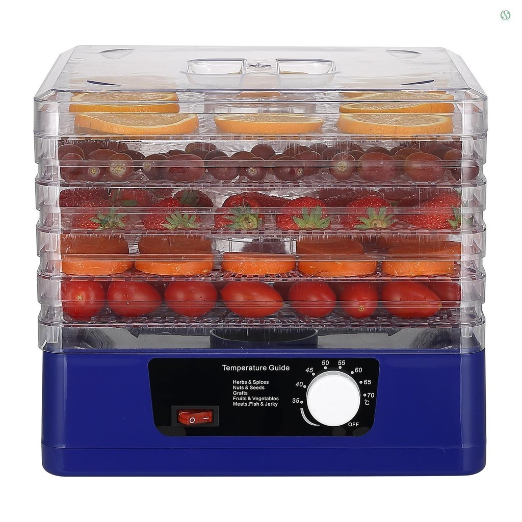 5 Trays Food Dehydrator Automatic Power Off Food Dehydrator Adjustable Intelligent Food Dehydrator for Jerky Meat Herbs Fruit Dryer Machine with Digital Timer and Temperature Contr