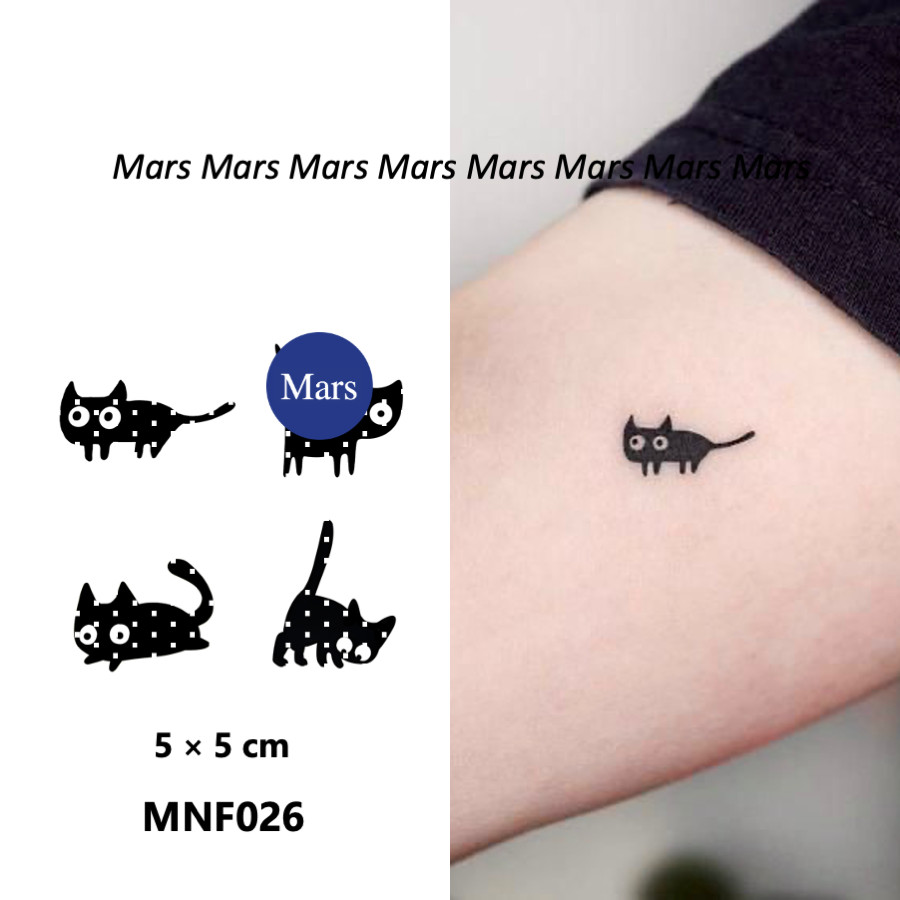 【Mars Tattoo】NEW Technology Magic, Long Lasting 2 Weeks, Semi-Permanent tattoo,Temporary Tattoo, tattoo sticker, Fake Tattoo, Black Cat, MNF026