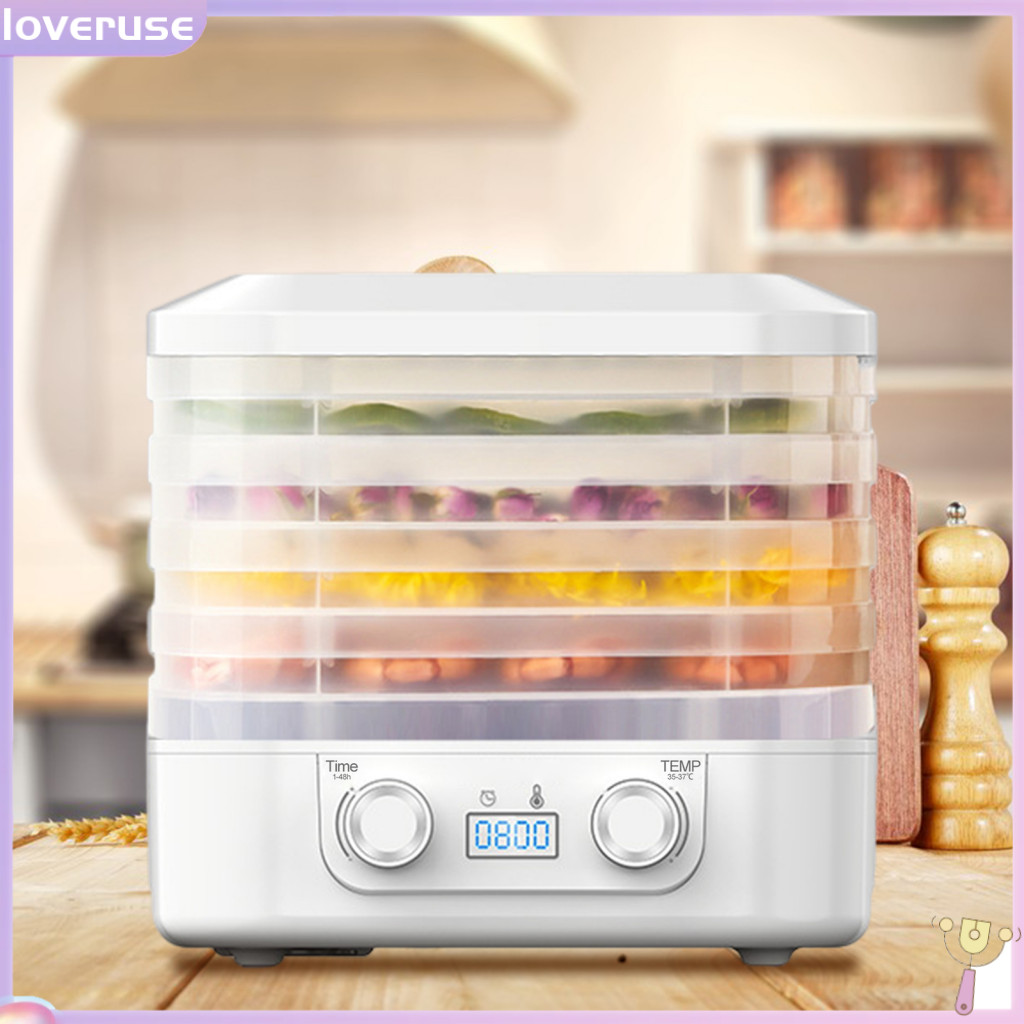 /LO/ Hot Air Food Dryer Electric Food Dehydrator with Timer and Large Capacity Bpa-free Temperature Adjustable Stackable Tray Uk Plug Ideal for Preserving Food