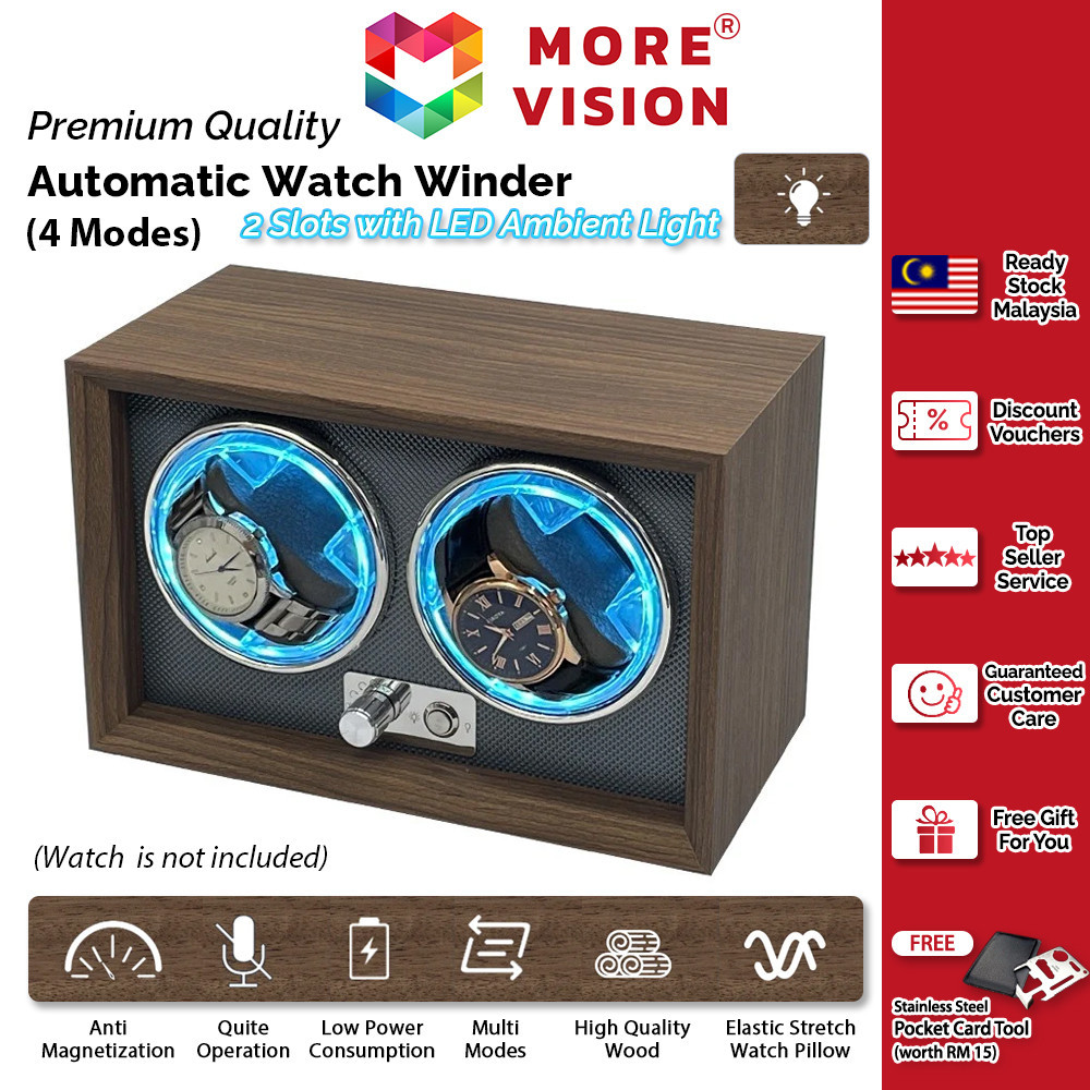 Watch Winder Box for Automatic Watches Double Winders Quiet Japanese Motor 5 Rotation Mode Luxury Gift Wood High-End