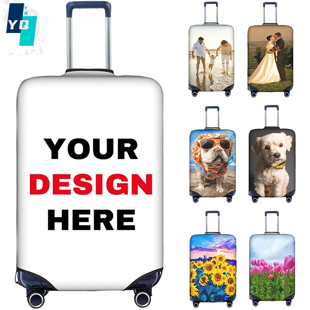 Custom Travel Luggage Cover Personalized Add Your Photo Logo Name Baggage Suitcase Protector Customized Print Luggage Covers (S(18"-21" cover))