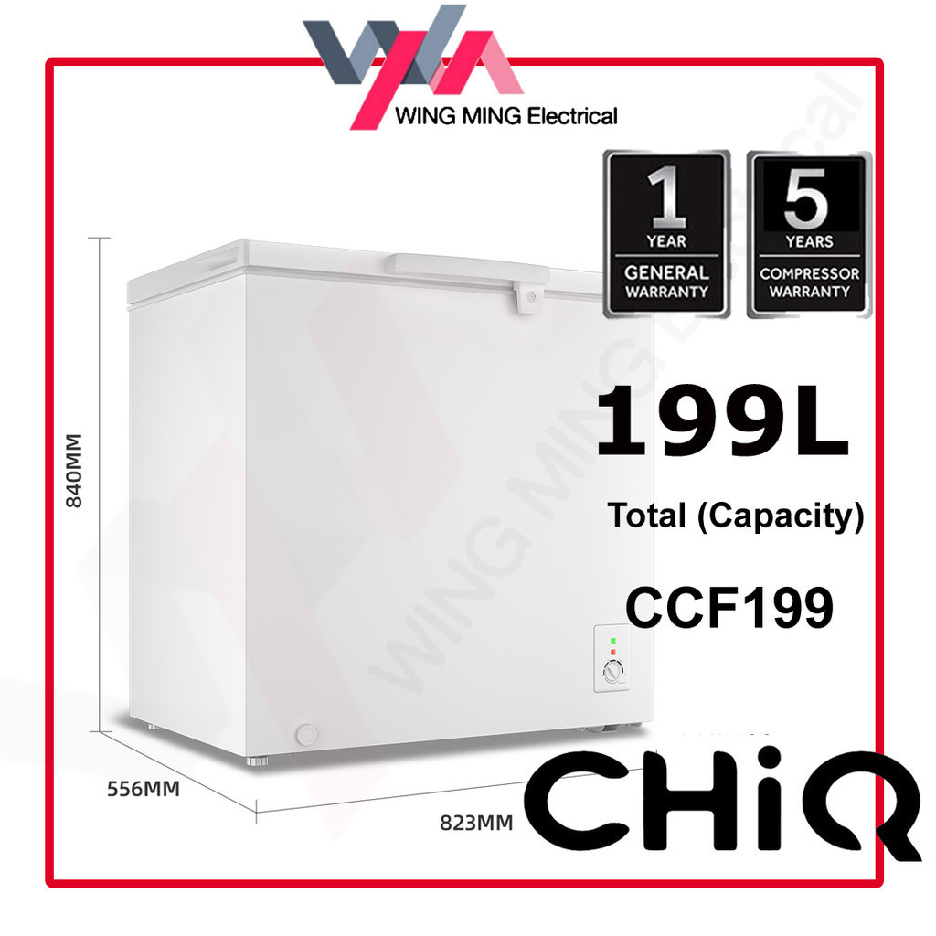 CHIQ 199L Chest Freezer Refrigerator 1 Door/Peti Beku 1 Pintu (CCF199) Peti Beku Freezer Murah/Fridge/冰箱冰柜