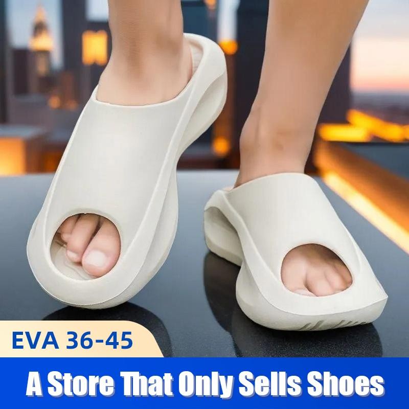 Unisex Outdoor Couple Non Slip Weightless slip on slippers Summer Men Fashion Flat Beach Shoes Cheap Breathable soft Sole indoor Slippers Black