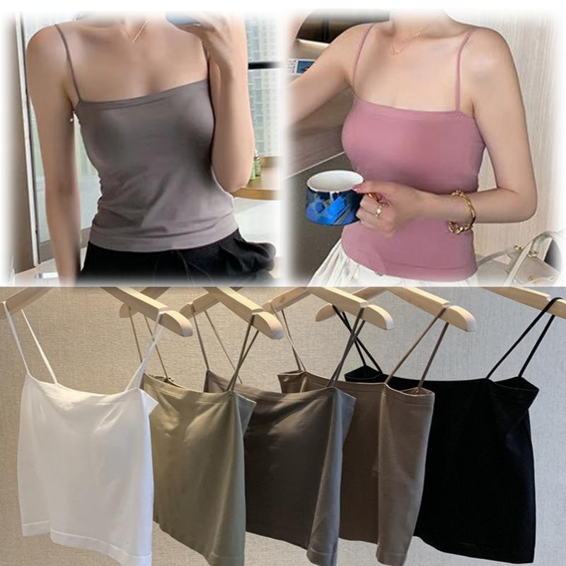 [Reasy Stock] Stretchable Singlet Top Bralet Comes With Padding Camisole Sleeveless Soft Elastic Girl Cloth Top Women
