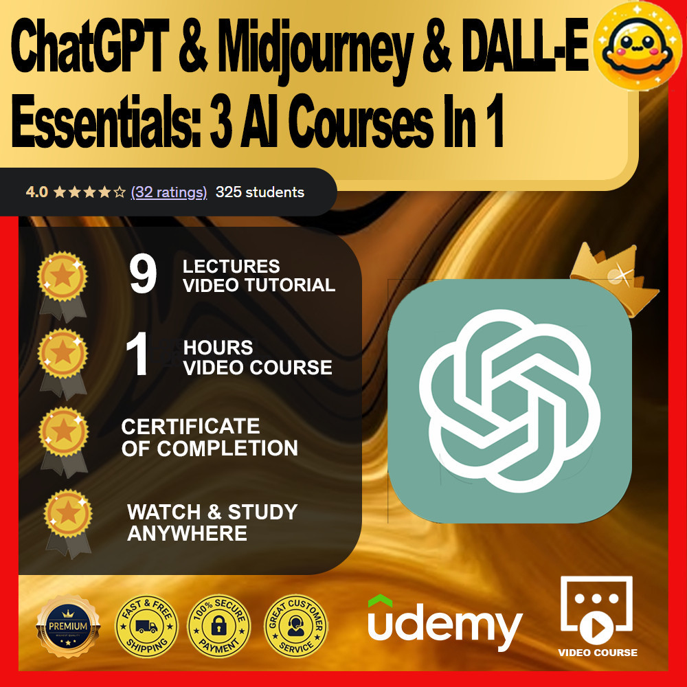[Video Course] ChatGPT & Midjourney & DALL-E Essentials: 3 AI Courses In 1