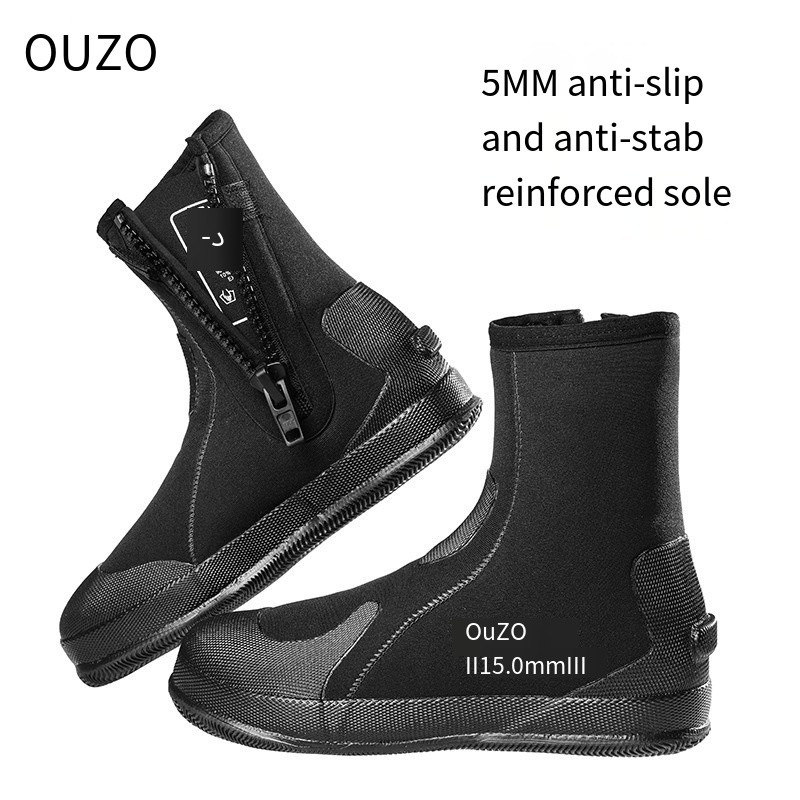 5mm Diving Shoes River Tracing Shoes Diving Boots High Top Thickened Non-slip Wear-resistant Rescue Flood Fire Fighting Shoes