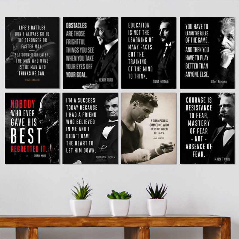 Inspirational Quotes Canvas Paintings Celebrity Canvas Drawings Black & White Posters Office Decoration Wall Drawings Home Decoration