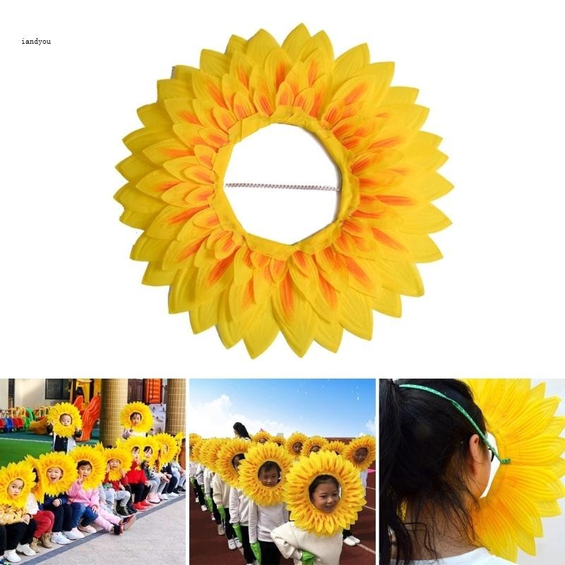 ✿ Sunflower Hat for Adult Child School Play Flower Headgear Party Hat Music Festival Photo Hat Costume Dress Up Hat