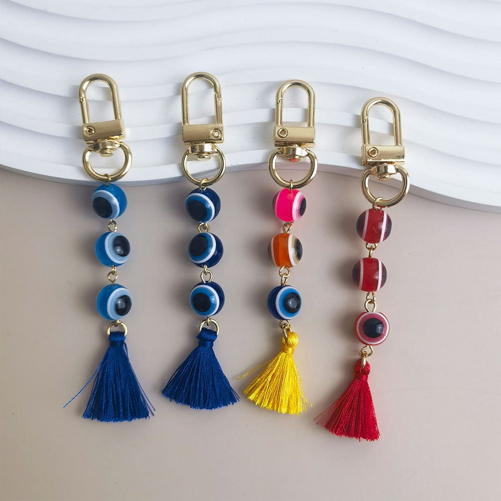 Blue Devil's Eye Keychain Turkey Blue Eye Beads Key Ring Good Luck Keychains For Women Girl Bag Earphone Case Pendants Party Gifts