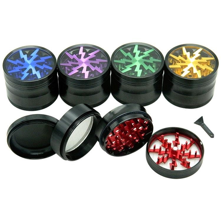 Metal Grinder 63MM 4 Layer Aluminum Alloy Herb Cutter Flash Latest Transparent Spice Crusher Accessories