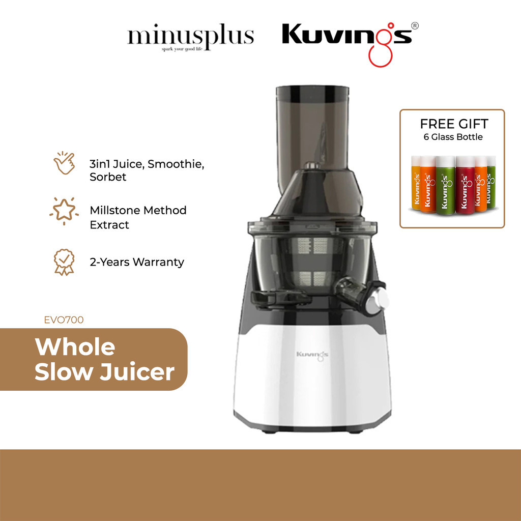 Kuvings 3 in 1 Straight Chute Extract Refined Robin Whole Slow Juicer (Pearl White) - EVO700