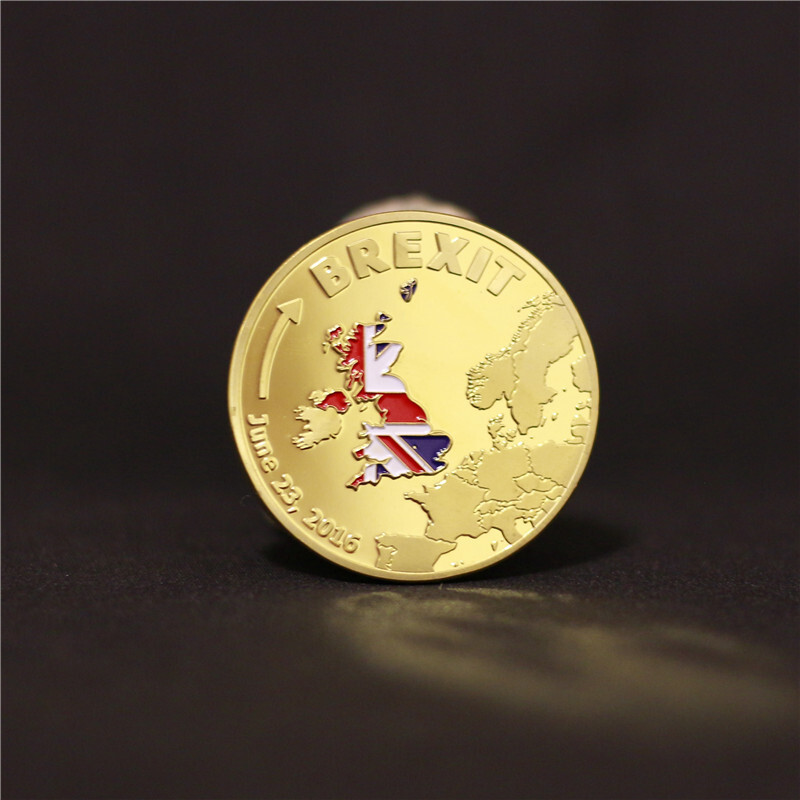 Yixi 2016 British Release EU Commemorative Badge Gold-Plated Coin Collection Commemorative Badge Release Euro Public Investment Souvenirs in Warehouse