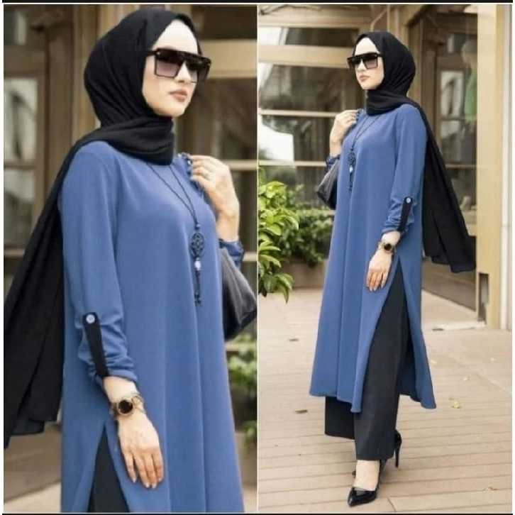 Quality Have Latest long tunic women premium airflow crinkle material 2024 - Image 2