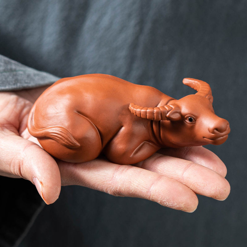 Purple Clay Tea Pet Calf Tea Set Boutique Can Raise Tea Table Ornaments Reclining Cow Ornaments Tea Toys Accessories Cute Ceramic Tea Pets Zodiac Cow Ceramic Tea Pets Transfer Tea Pets Handmade Ceramics Boutique Creative Tea Pets Tea Table Decorations Tea