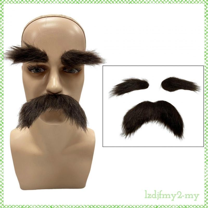 [LzdjfmydcMY] Fake Mustache Set Disguise Supplies Self Adhesive Eyebrows Kits for Club