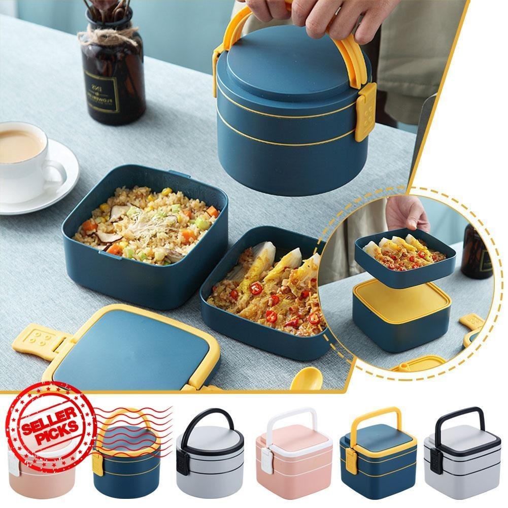 Multilayered Bento Box With Japanese Food Warmer Portable Lunch Container Microwavesafe 