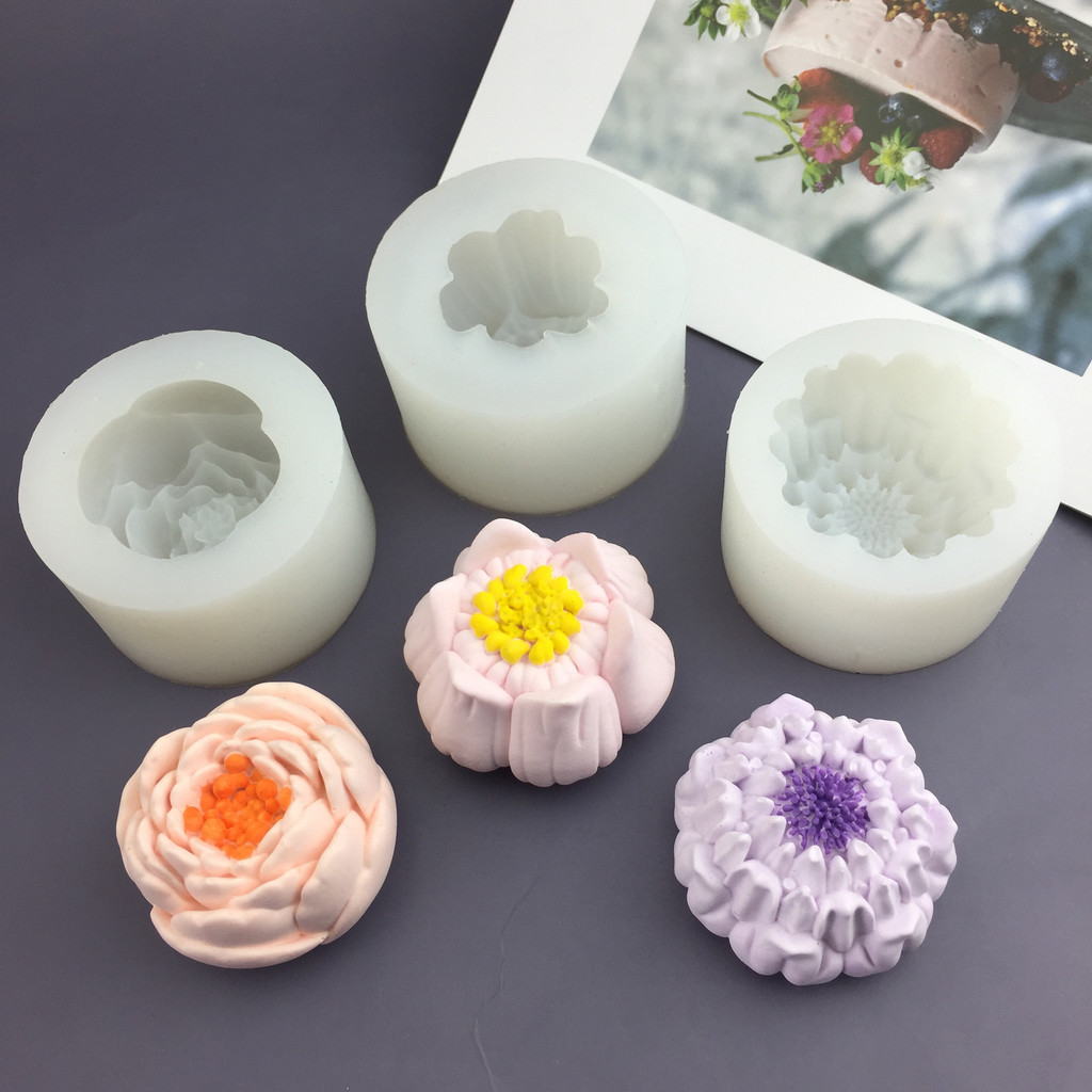 Peony Hibiscus Flower Lotus Silicone Mold Aromatherapy Gypsum Candle Handmade Soap Mold Chocolate Mold DIY Baking Mold