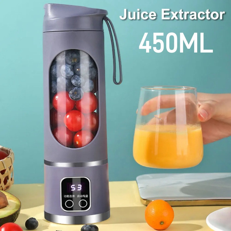 Portable Electric Juice Blender Mixer Juicer Fruit Mixed MakerUSB Rechargeable Bottle Mini Juice Cup 450ml 12 Blade 果汁机