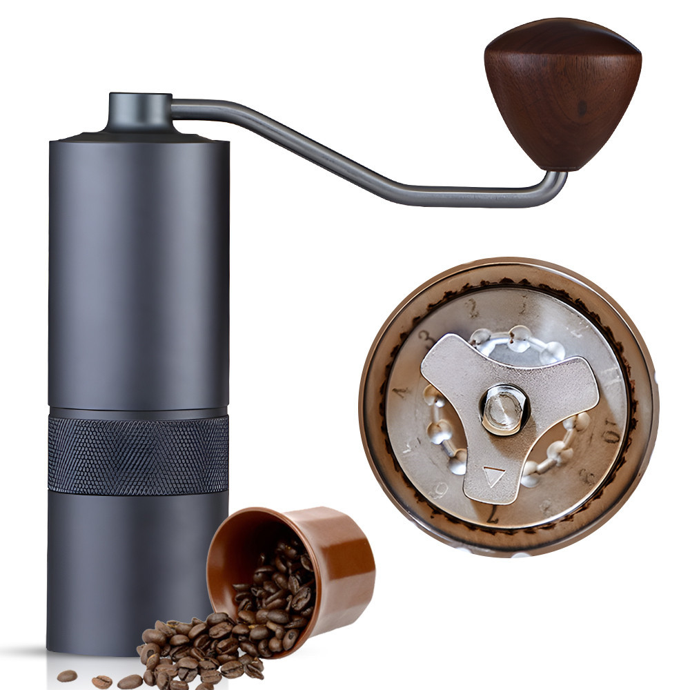 Manual Coffee Bean Grinder 12 Coarseness Settings CNC Stainless Steel Core Burr Coffee Grinder Portable Double Bearing Positioning Hand Coffee Grinder Suitable Use for Home / Offic