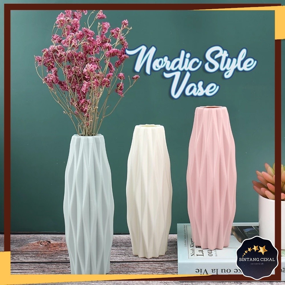 [BC] Nordic Style Flower Vase Home Decoration Unbreakable Plastic Table Accessories Creative Elegant Pasu Bunga Plastic