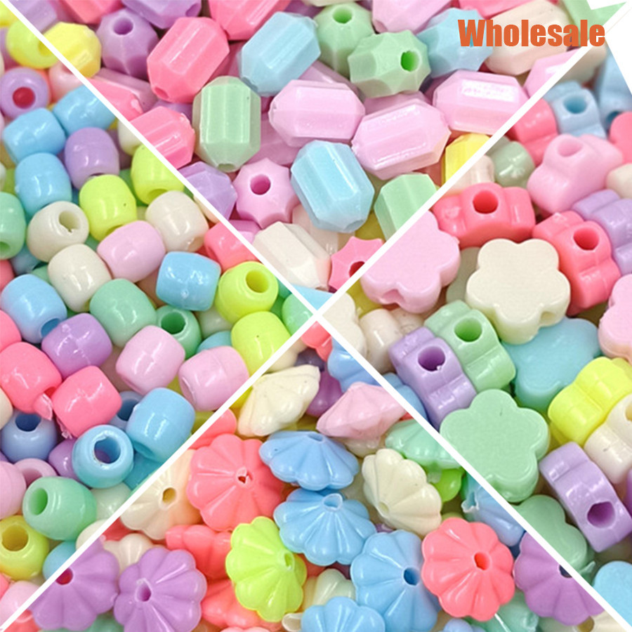 40Pcs Mixed Candy Color Loose Beads Flower Geometry Shape Acrylic with Hole For Necklace Bracelet Crafted Jewelry Findings Making DIY Accessories