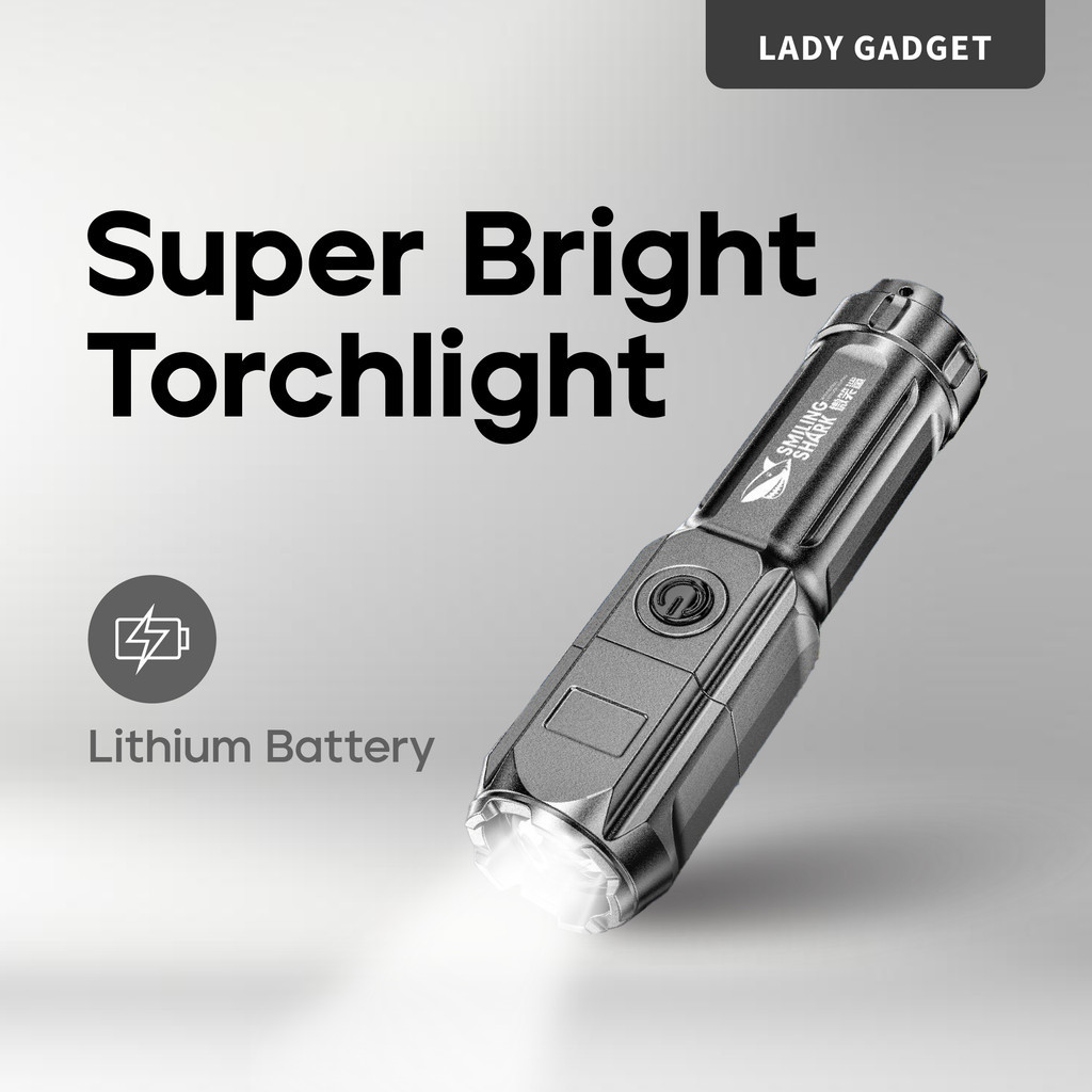 Flashlight Touch Light Torchlight Lampu Suluh Terang Super Bright Rechargeable Waterproof Zoomable