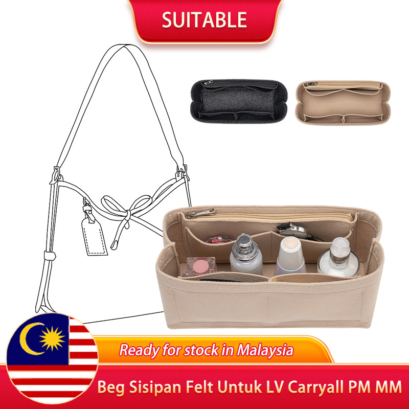 Dirakam untuk Carryall PM MM Beg Tangan Organisasi Kosmetik Insert dengan Sokong Lapisan Felt Dalam untuk Dasar
