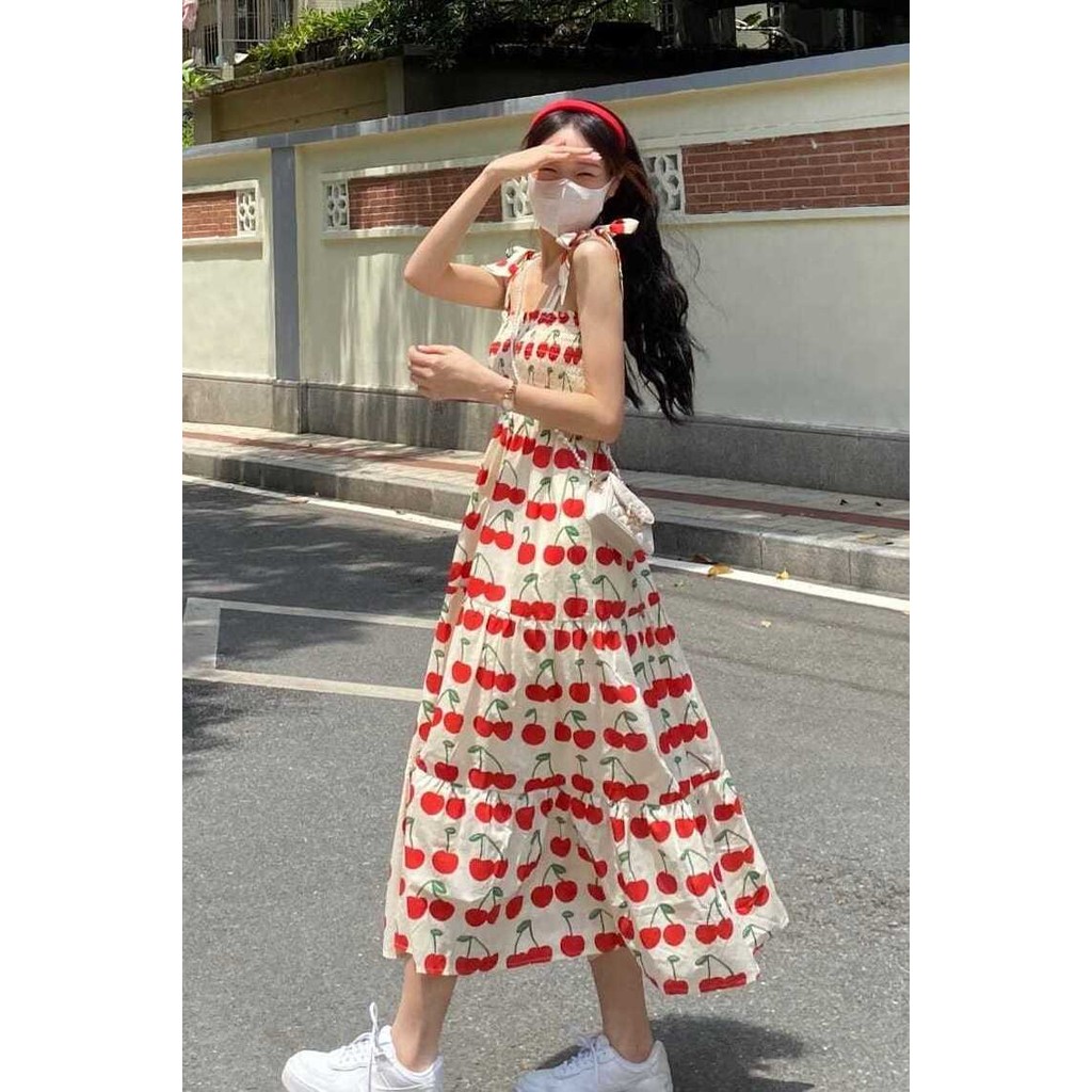Skirt Beach Skirt Beachwear Female Beach Dress Floral Skirt Women's Skirt Length Floral Skirt Long Skirt Women's Suspender Skirt [5474 People Collection] 2024 Summer Dopamine Wear