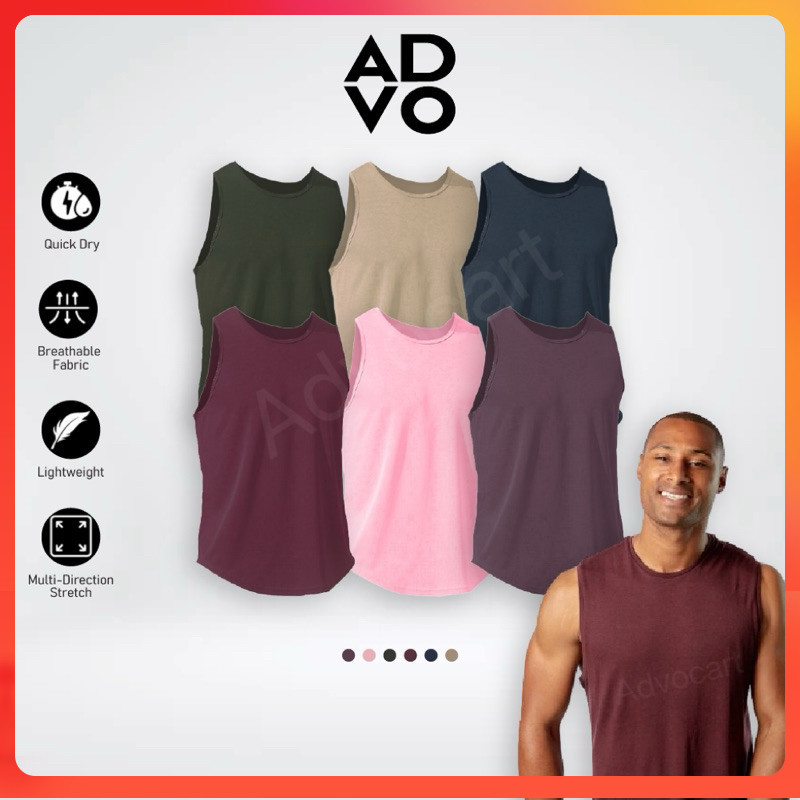 ADVO [New Series] Microfiber Singlet Men Round Neck Sleeveless Baju Lelaki Plain Unisex Quick Dry Baju Tank Top