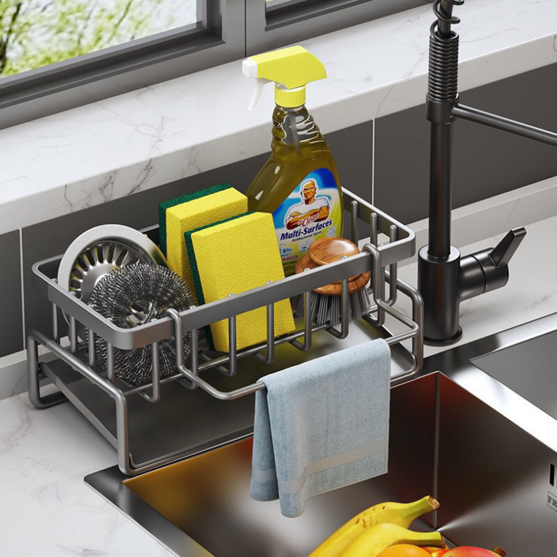 Carbon Steel Dishwasher Rack With Built-In Hanging Rod Size 23cm Convenient Rag Rack