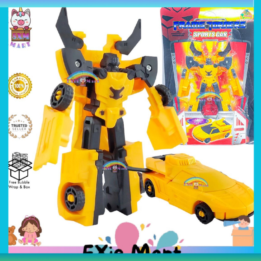 Children's TOY CAR SPORT CAR TRANS TANNER YELLOW ROBOT TOBOT BUBBLEBEE 2IN1 [OCT8242]