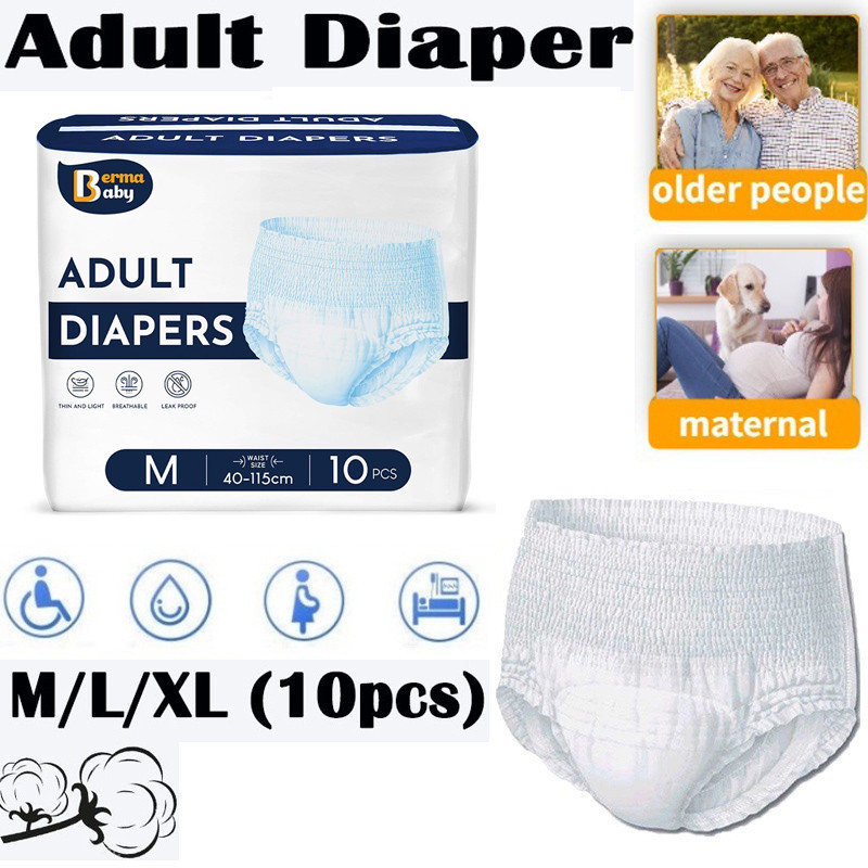 M/L/XL (10 Pieces) Adult Diapers Elderly Water Absorbing and Leak Proof Underwear Leak Proof Adult Pull-up Pants Disposable Underwear Incontinence Underwear